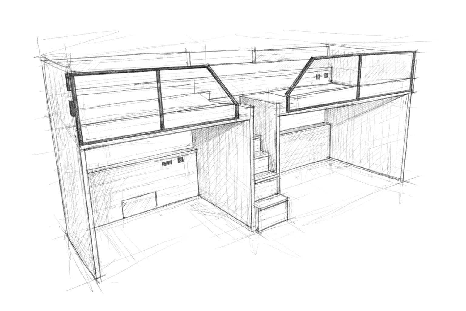TZ バンクベッド 外形図イメージ
